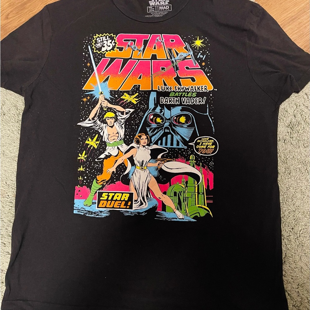 Star Wars Black T-Shirt with Colorful Comic Design